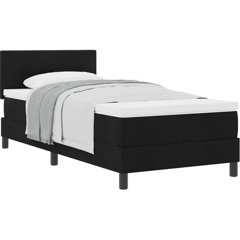 Matelas à ressorts rembourré, noir, 80 x 200 cm, recouvert de tissu. (1/5)