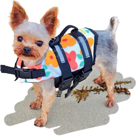 Teacup Gilet de sauvetage pour chien - Gilet de sauvetage pour petits chiots - Aide à la natation avec poignée et bandes réfléchissantes - Maillot de bain pour chiens et chats de (1/5)