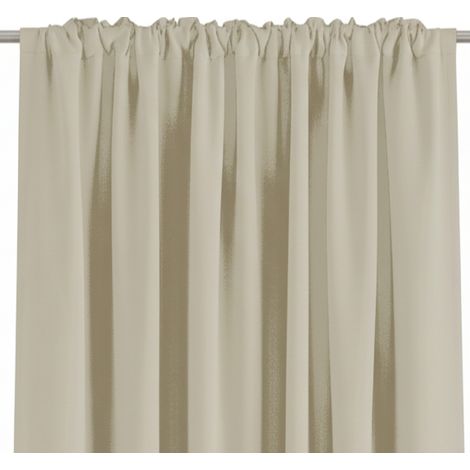 SACASA - Rideau à galon fronceur Effet Lin Beige 140x280cm KILAVA (1/4)