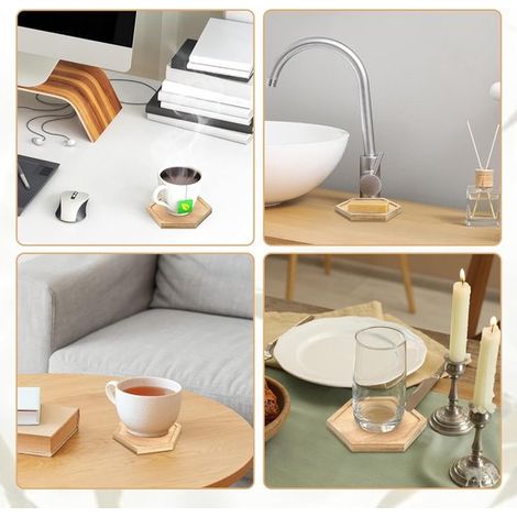 Dailygoods – Untersetzer, 9 Stück – Bambus – Sechseckig – 10 cm – Untersetzer für Gläser – Untersetzer für Pfannen – zum Selbermachen – Untersetzer