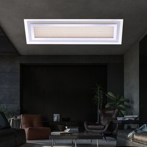 Lampada da soffitto Lampada da camera da letto a LED moderna plafoniera da soggiorno, paralume in vetro acrilico, alluminio cromato, LED 21,7W 500lm 3000K bianco caldo, LxLxA 68x22x8cm