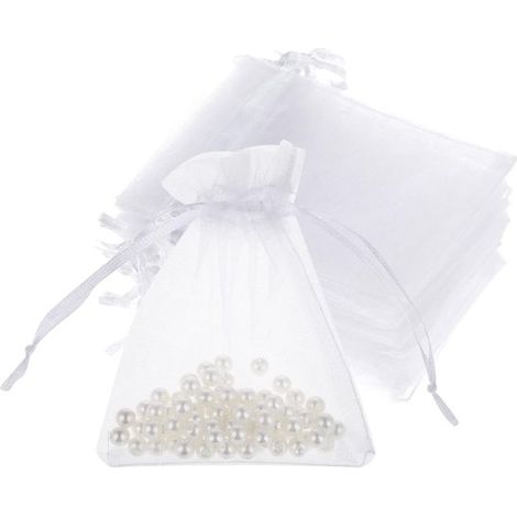 Bolsitas de tul, juego de 50 unidades - 8 x 10 cm, bolsitas para joyas, bodas, cumpleaños, bolsas de regalo con cordón para dulces (1/4)