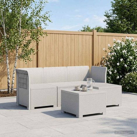 vidaXL Divano da giardino 4 posti aspetto rattan PP Bianco (1/5)