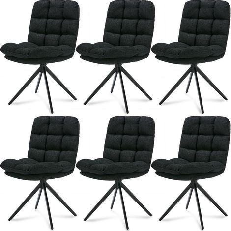 Esszimmerstühle 6er Set drehbar mit abnehmbarem Kissen, modern, schwarz (1/5)