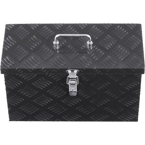 Coffre à outils en aluminium robuste pour camion, avec poignées latérale et supérieure, organisateur de rangement pour remorque, pick-up, camping-car, 406x190x254 mm, noir. (1/5)