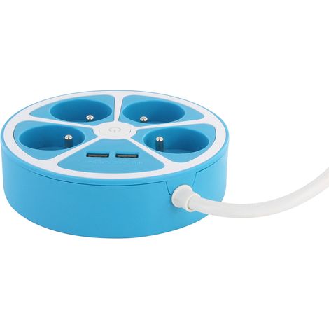 Bloc multiprise cercle 4x16A USB A+C Bleu - Chacon (1/5)