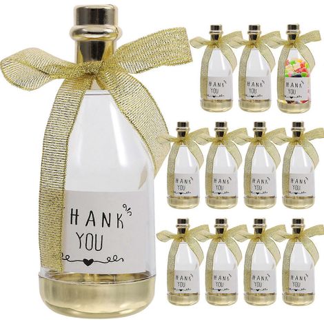 Lot de 12 petites boîtes cadeaux en forme de bouteille de champagne, idéales pour un mariage, une fête prénuptiale ou un anniversaire.-11.50X4.50X4.50CM-Golden (1/4)