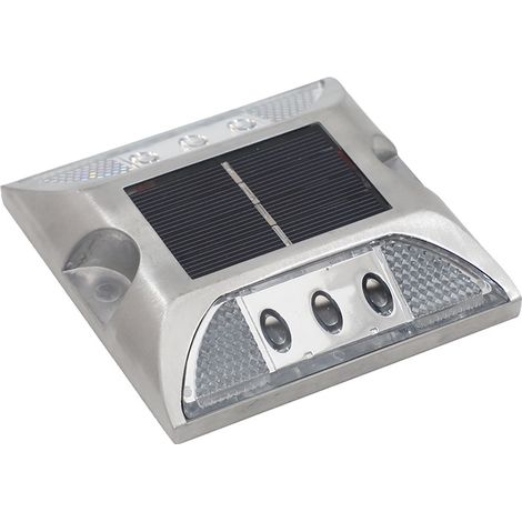 Segnaletica solare a LED per esterni, illuminazione solare per patii e vialetti, catarifrangente a LED, faretto esterno impermeabile per vialetti e autostrade (bianco)