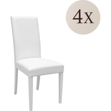 Set di Sedie Ferraris, 4 Sedie, Imbottito, Effetto Laccato, Bianco