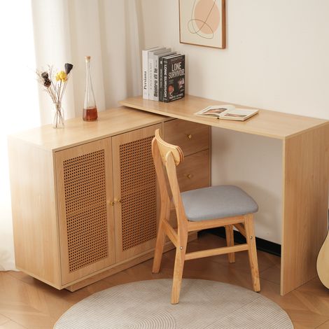 Schreibtisch mit Schwenktisch und Stauraum 126 cm MDF OKMYHOME (1/5)