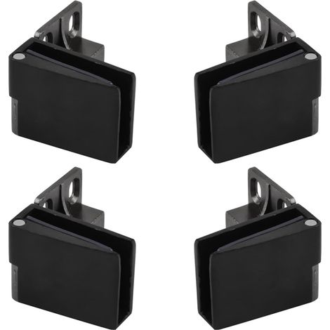 90-Grad-Seitenanschlagscharniere für rahmenlose Glastüren, schwarz, selbstverriegelnd und rutschfest, geeignet für 3-5 mm dickes Glas (4 Stück) (1/4)