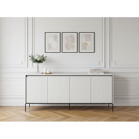 BOBOCHIC - Buffet 4 portes 193 cm LENARA avec tasseaux et LED Blanc (1/5)