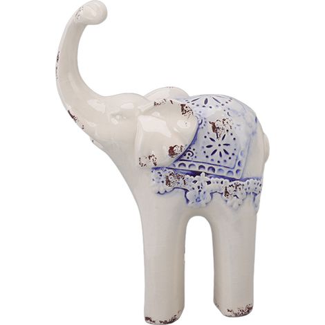 Décoration en céramique éléphant, sculpture d'éléphant ronde et lisse en porcelaine exquise, idéale pour la maison ou le bureau. (1/5)