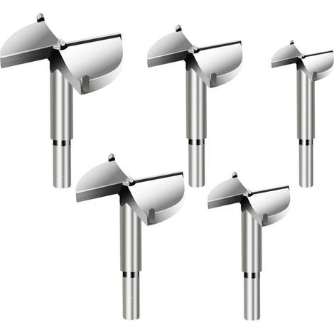 [JAMAIS UTILISÉ] 5pcs Meche a Bois Forstner, Diametre 35/40/45/50/60mm, Foret Fraise Carbure Pour Faconner Trou Travail du Bois, L'installation de Portes Sphériques Bois, Tiroirs, Plastique, Contrepla (1/4)