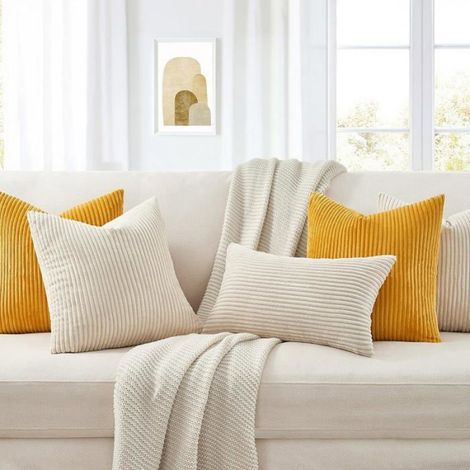 Housse de Coussin 35x35 Decoratif en Velours Ctelé avec Fermeture Ecir Caché Taie Oreiller 35 x 35 cm (Lot PROTECTION DES COUTEAUX (1/5)