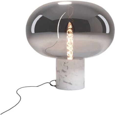 Lampada da tavolo MOONSTONE marmo bianco vetro fumé (1/2)