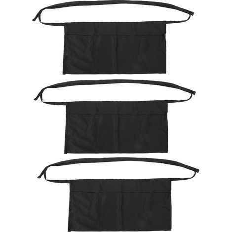 Tablier de Jardin 3 Pièces Noir à 3 Poches Anti-Salissures pour Jardinage, Barbecue et Travaux (1/5)