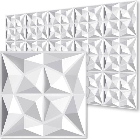 TolleTour Panneaux Muraux 3D Diamant Blanc 30×30 cm PVC – Installation Personnalisée (1/5)
