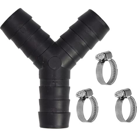 Pièces et raccords pour tuyaux d'arrosage Distributeur en Y bidirectionnel 3/4 in (19 mm) pour tuyau d'évacuation, y compris colliers de serrage