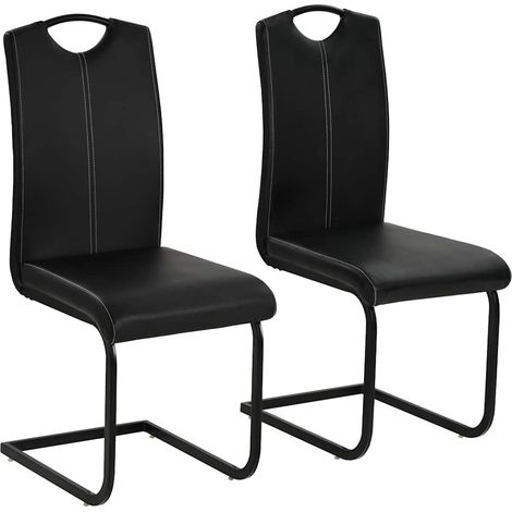 Chaises cantilever, lot de 2, similicuir noir (1/5)