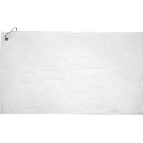 Serviette microfibre gaufrée pour golf, nettoyage clubs balles mains, lingette blanche avec mousqueton (1/5)