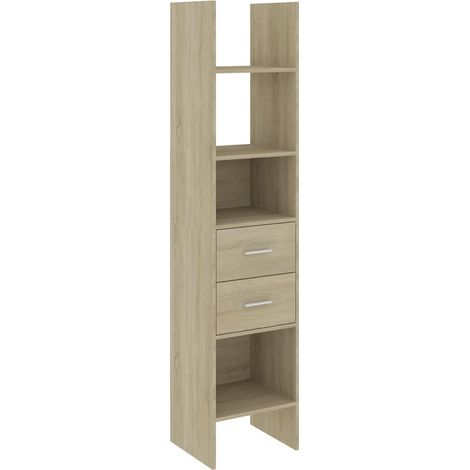 Bibliothèque Étagère de Rangement - pour Bureau Salon Chambre Cuisine Chêne sonoma 40x35x180 cm Aggloméré BV128678 - BonneVie (1/5)