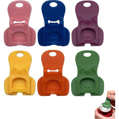 Ouvre-boîtes pour paquets de 6, bouchons pour canettes, bouchons réutilisables pour bouteilles de bière, bouchons colorés pour bière, jus, bouteilles en verre, ouvre-boîtes à anneau, ouvre-boîtes pour (1/5)