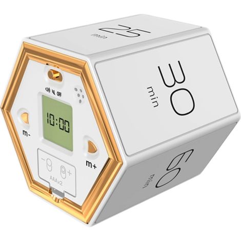 Minuteur hexagonal à bascule avec fonctions silencieuse et alarme - Minuteur de cuisine - Minuteur magnétique cubique pour cuisiner, étudier et travailler. (1/5)