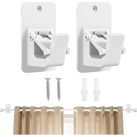 Lot de 2 Supports de Tringle à Rideaux Auto-Adhésifs sans Perçage en ABS – Fixation Extra Solide pour Salle de Bain, Cuisine et Salon – Résistants et Durables