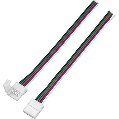 2x Câble alimentation 15cm souple ruban LED RGBW avec connecteur rapide et 5 fils dénudés (1/2)