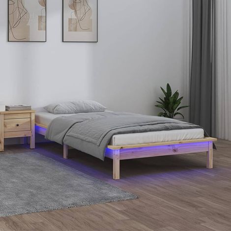 Lit adulte Contemporain Cadre de lit à LED 90x200 cm Bois massif 85085 (1/5)