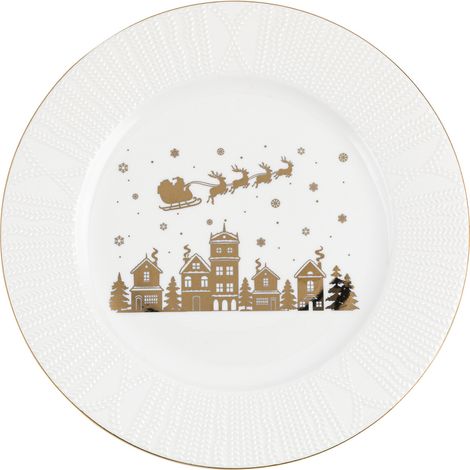Florina Goldener Weihnachtsteller mit Weihnachtsmann, 27,5 cm