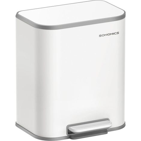 Pattumiera a pedale da cucina 20 litri pattumiera in acciaio con coperchio a chiusura ammortizzata secchio interno con fermo aperto ampio pedale antiscivolo bianco 120007231