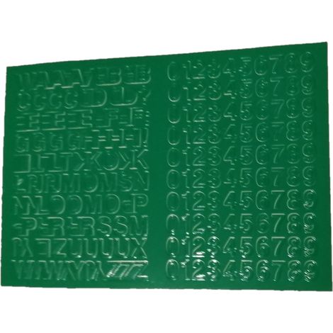 Letras y números autoadhesivos de lámina de 0,6 cm, color verde.