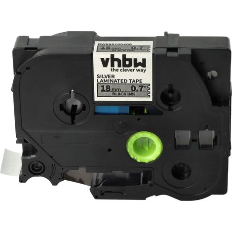 vhbw Label Tape Replacement for Brother TZE-941 for Label Printer 8m x 18 mm, Black on Silver, Laminated (1/4)