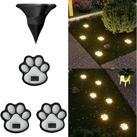 Lampes solaires pour jardin : LED en forme de pattes artificielles à insérer dans le sol – Blanc chaud – Lot de 4 (1/5)