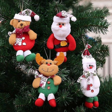 12 décorations pour sapin de Noël, pendentif de Noël, 3 Pères Noël, 3 bonhommes de neige, 3 rennes, 3 ours, ornements de Noël 16 x 8 cm, supports pour sapin de Noël (1/5)