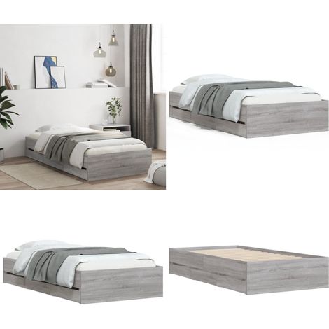 Bettgestell mit Schubladen Grau Sonoma 75x190 cm Holzwerkstoff - Bettesrahmen - Holzbettfundament - Doppelbett - Boxspringbett - Schrankbett - Home & Living (1/5)