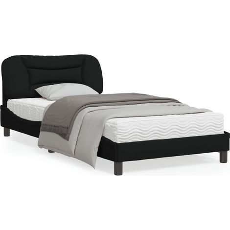 Cadre de lit avec lumières LED noir 100x200 tissu (1/5)
