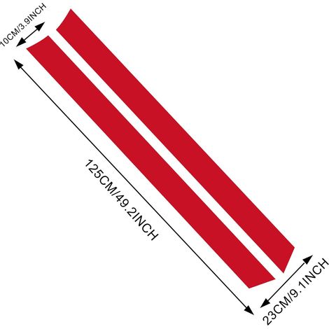 1 Paar 125 cm Motorhaubenstreifen-Aufkleber, Autorennen, Karosserie-Seitenstreifen, Autorock, obere Motorhaube, Stoßstangenstreifen (rot)