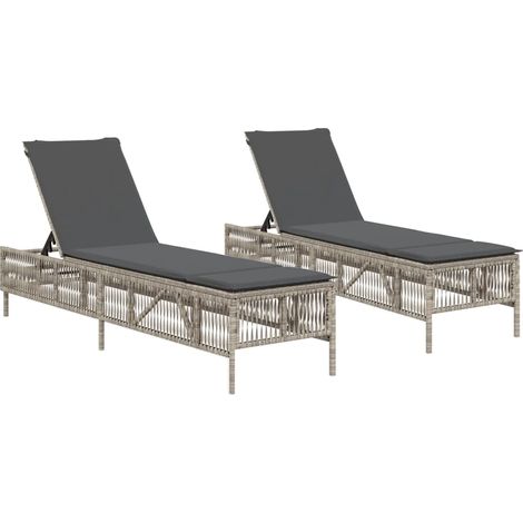 Maison Exclusive - Sonnenliegen mit Auflagen 2 Stk. Hellgrau Poly