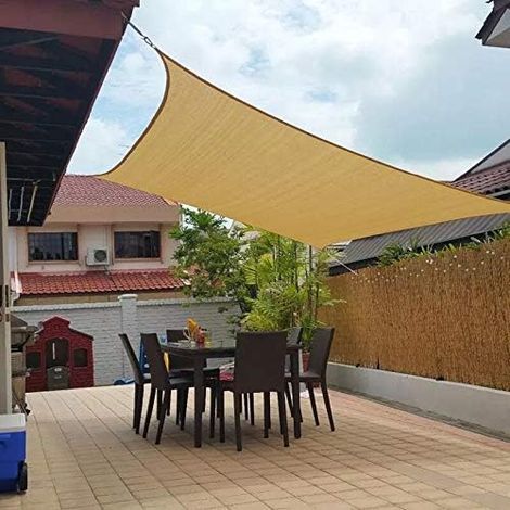 Toldo rectangular de tela de 3 x 6 metros para patios, ideal para jardines, terrazas y toldos de piscina, en color arena. (1/3)