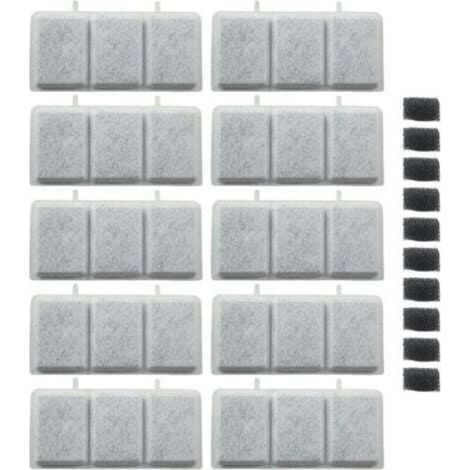 10 PCS Filtre Fontaine Eau Chat, Filtres de Fontaine à Eau Remplacement, avec Système de Triple Filtration avec Résine et Charbon Actif