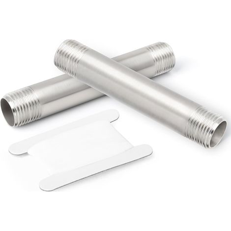 2 pièces raccords de tuyauterie en acier inoxydable, 3/4"BSP x 3/4"BSP fileté mâle, 150mm de longueur, pour tuyau en fonte, pour gaz de pétrole liquéfié (1/5)