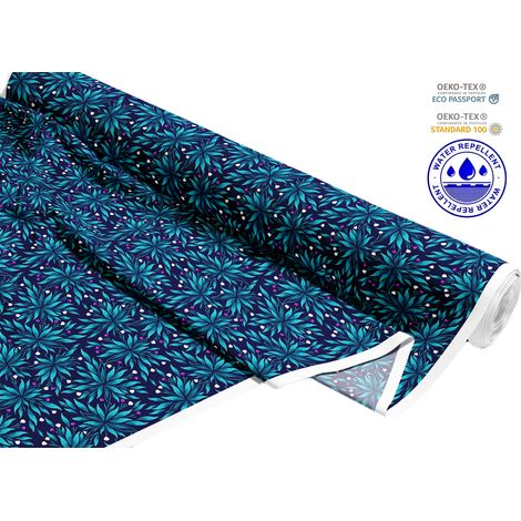 TESSUTI DECORATIVI PER ESTERNI OXFORD - Motivo fiori blu I DR118 (1/5)