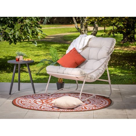 Fauteuil de jardin en acier haute résistance – Coussin rembourré en polyester SPUN – Assise respirante – Peinture époxy beige – Jardiline
