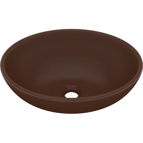 Lavabo ovale de luxe Marron foncé mat 40x33 cm Céramique