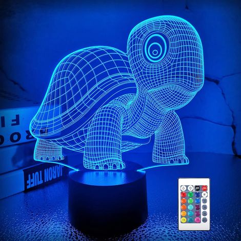 ZOLGINAH Veilleuse 3D - Jolie lampe tortue pour chambre à coucher - Télécommande - 16 couleurs changeantes (1/5)