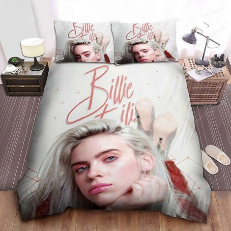 v254 Parure de lit Billie Eilish cheveux blancs platine, parure de lit 3 pièces (1 housse de couette + 2 taies d'oreiller) y254[NX] (1/5)