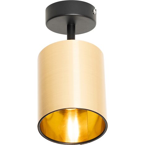QAZQA Faretto da soffitto/parete lofty - Moderno - Plastico,Acciaio - Oro/Ottone/Nero - Tondo Max. 1 x Watt